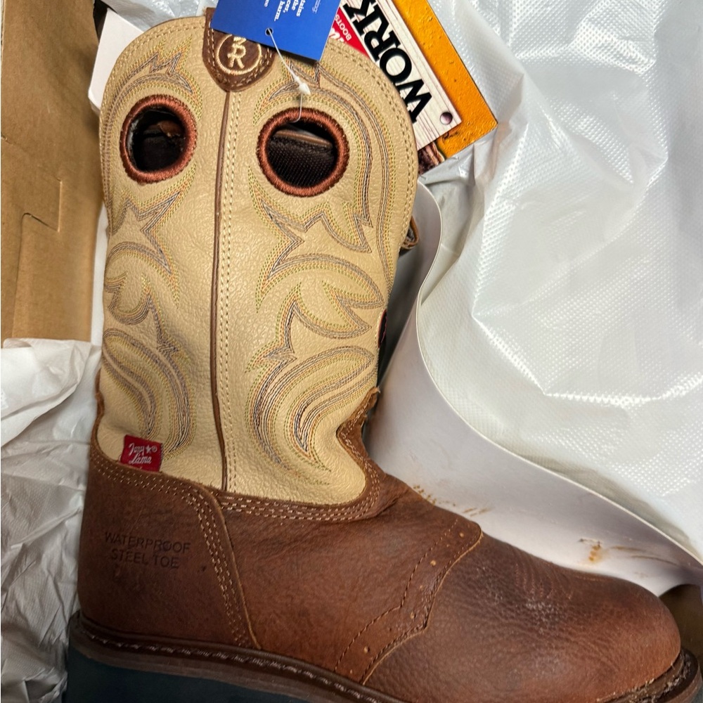 NWT Tony Lama Sienna grizzly Brown and Tan Work Boots 8.5 D